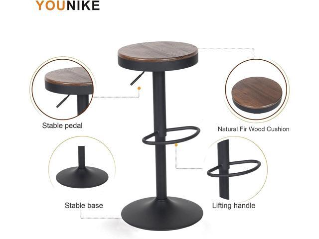 YOUNIKE Bar stools Wooden Barstools Vintage Rustic Counter Height bar Stool,Height Adjustable bar Chairs Swivel with Footrest,Cafe Kitchen...