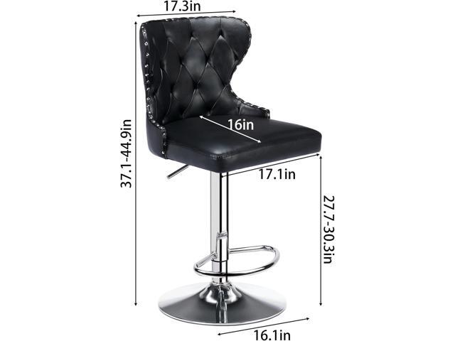 Set of 2 Adjustable Swivel Bar Stools,PU Leather Upholstered Counter Height Chairs with Nailhead Trim, Silver Footrest, and High Back for Kitchen...