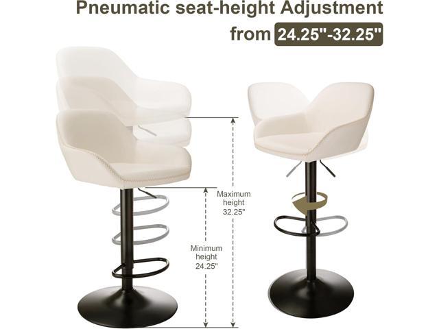 Glitzhome Mid Century Bar Stools Set of 2 Vintage Swivel Leather Adjustable Bar Chair with Backrest and Footrest, Modern Pub Kitchen Counter Height...
