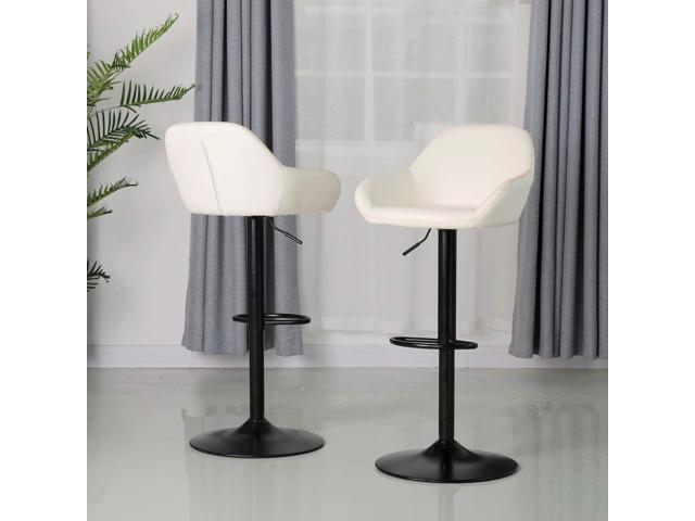 Glitzhome Mid Century Bar Stools Set of 2 Vintage Swivel Leather Adjustable Bar Chair with Backrest and Footrest, Modern Pub Kitchen Counter Height...