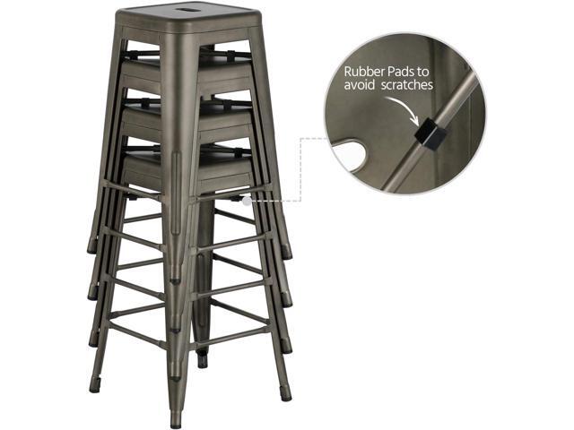 Yaheetech 30'' Metal Bar Stools 4PCS Bar Height Barstools Stackable Bar Chairs for Bistro/Patio/Cafe/Restaurant/Dining Room/Kitchen, Metal