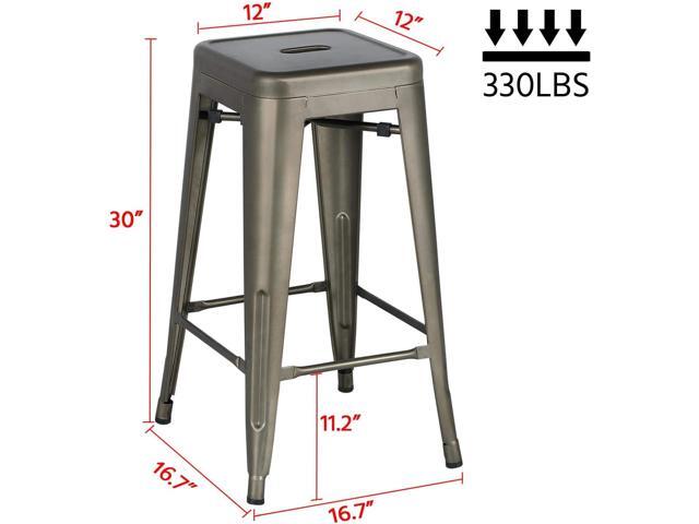 Yaheetech 30'' Metal Bar Stools 4PCS Bar Height Barstools Stackable Bar Chairs for Bistro/Patio/Cafe/Restaurant/Dining Room/Kitchen, Metal