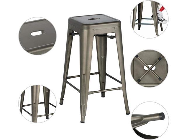 Yaheetech 30'' Metal Bar Stools 4PCS Bar Height Barstools Stackable Bar Chairs for Bistro/Patio/Cafe/Restaurant/Dining Room/Kitchen, Metal