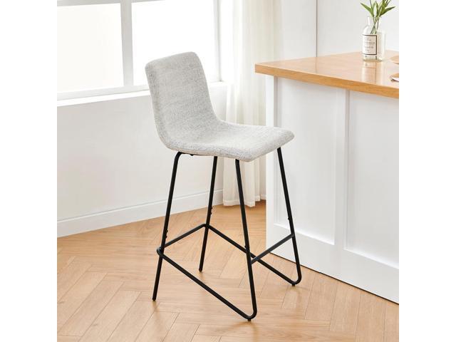 Watson & Whitely Bar Stools, Fabric Upholstered Bar Stool with Back, White (Multi-Colored)