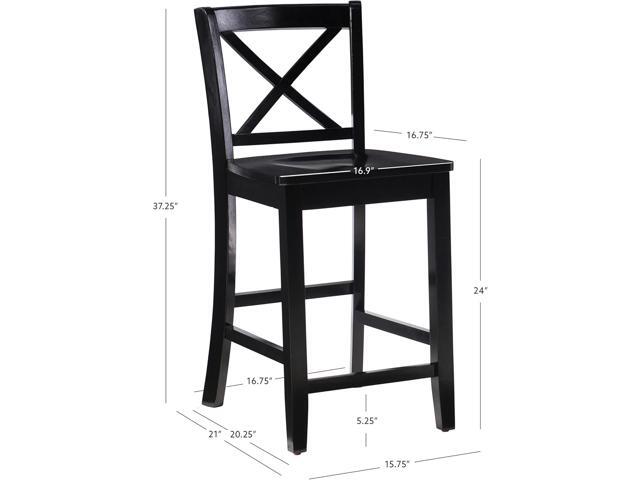 Linon Home Dcor Black X Back Counter Stool, 16' W x 17.91' D x 37.01' H