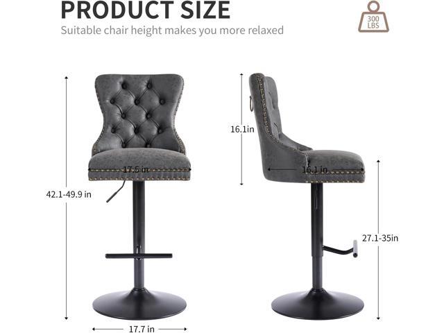 Black Bar stools Set of 4, Modern Swivel Bar Chairs with Thickened Cushion, Adjustable Upholstered Counter Height Barstools, Easy Assembly for...