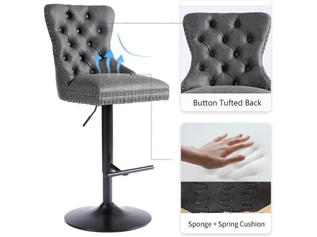 Black Bar stools Set of 4, Modern Swivel Bar Chairs with Thickened Cushion, Adjustable Upholstered Counter Height Barstools, Easy Assembly for...
