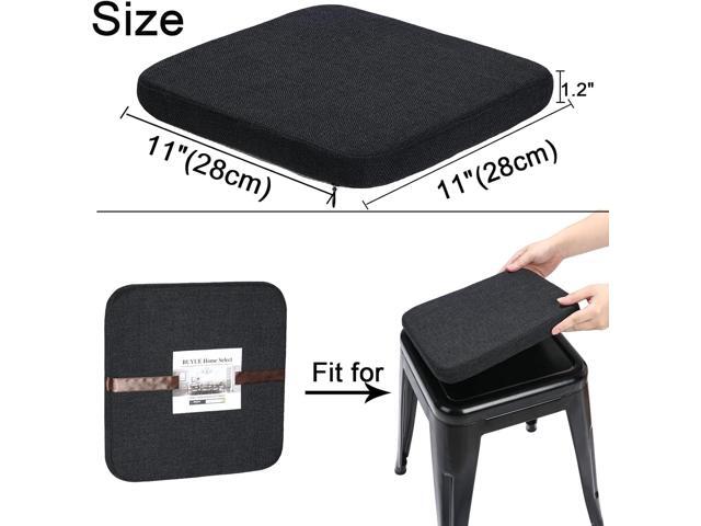 BUYUE Natural Linen Magnetic Bar Stool Cushions Set of 4, Enhanced Anti-Slip Breathable Small Chair Seat Pads for Café Bistro Stackable Metal...