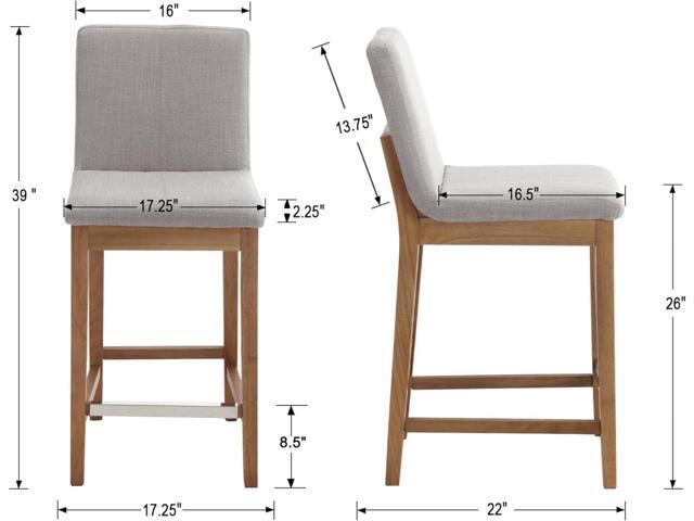 Kmax 26 Inch Counter Height Bar Stools Set of 4, Upholstered Stools for Kitchen Counter with Back Support Rustic Wooden White Armless Barstools for...