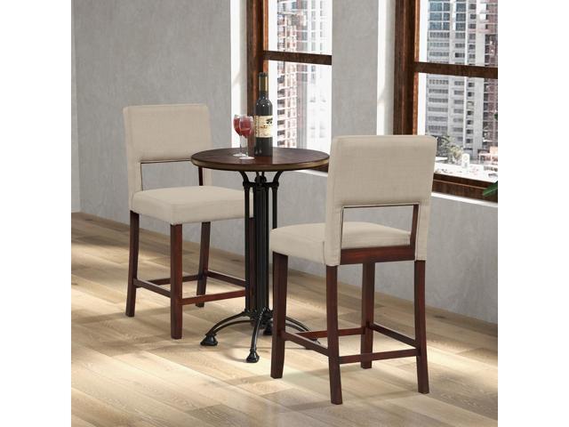 Giantex 24.5' Counter Height Bar Stools Set of 4, Linen Barstools with Back, Rubber Wood Legs, Max Load 400 Lbs, Modern Upholstered Bar Dining...