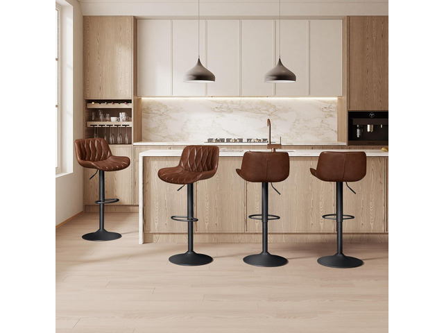 Zouron Counter Height Bar Stools, Adjustable Bar Chairs with Back, Mid Century Modern Swivel Barstools for Kitchen Dining Room Home Bar, Set of 4,...