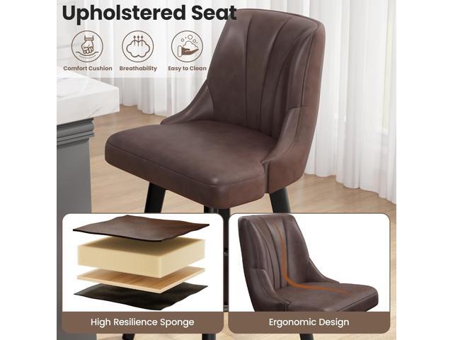 Counter Height Swivel Bar Stool, 24' Upholstered PU Leather Barstools Set of 3, Counter Stool Chair with Back & Solid Wood Legs for Kitchen Island...