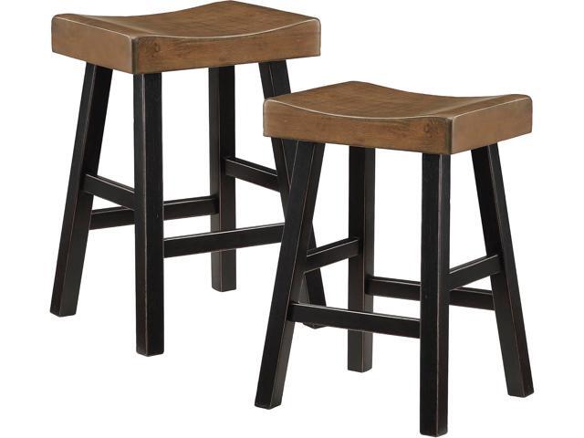 Lexicon Saddle Bar Stools Set of 2 Barstools with Footrest, Armless Dining Chairs for Kitchen Island, Breakfast Nook, Living Room, Counter Height,...