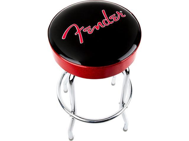 Fender Red Sparkle Logo Swivel Barstool, Great Gifts for Dad, with 1 Year Limited Warranty, Simple Assembly, Black/Black, 30'