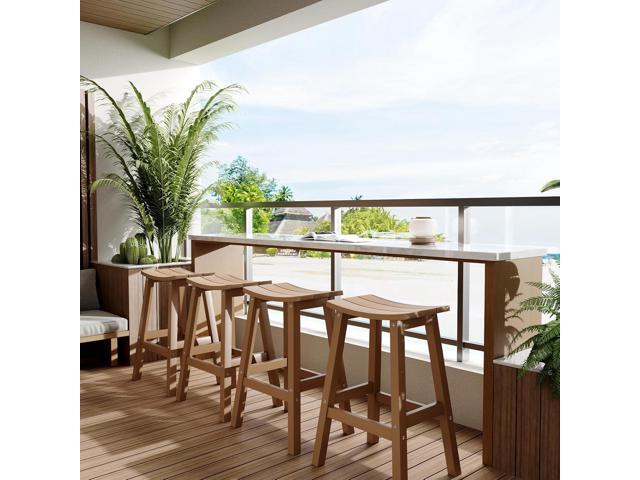 All-Weather Bar Stools Set of 2, 28' Height Outdoor Barstools with 400 lbs Weight Capacity, Looks Like Real Wood, for Bar, Kitchen Counter, Pool,...