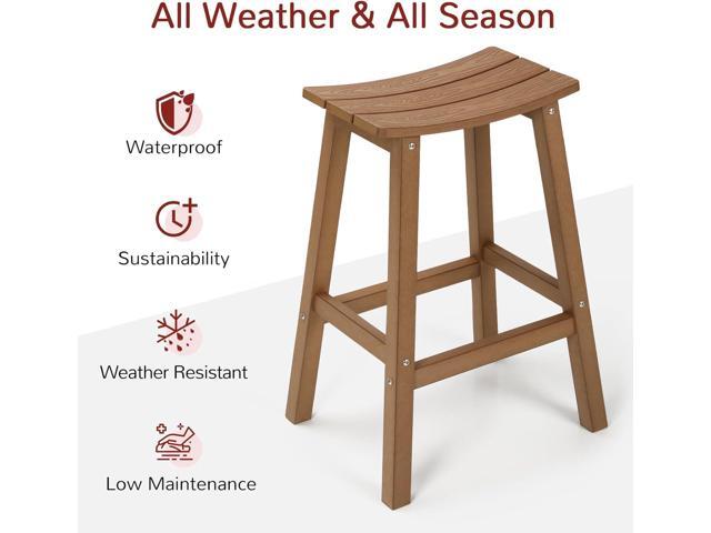 All-Weather Bar Stools Set of 2, 28' Height Outdoor Barstools with 400 lbs Weight Capacity, Looks Like Real Wood, for Bar, Kitchen Counter, Pool,...