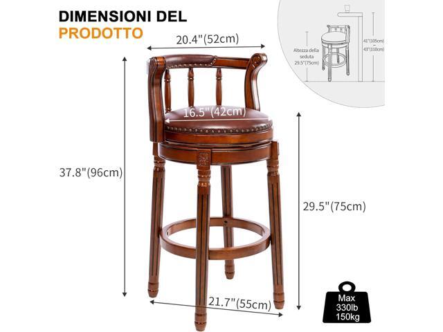 Cow top Leather Wooden Bar Stools, 360 Degree Swivel Bar Height Chair with Backs for Home Kitchen Counter, Morden Chair Barstools (Brown 1pc, Bar...
