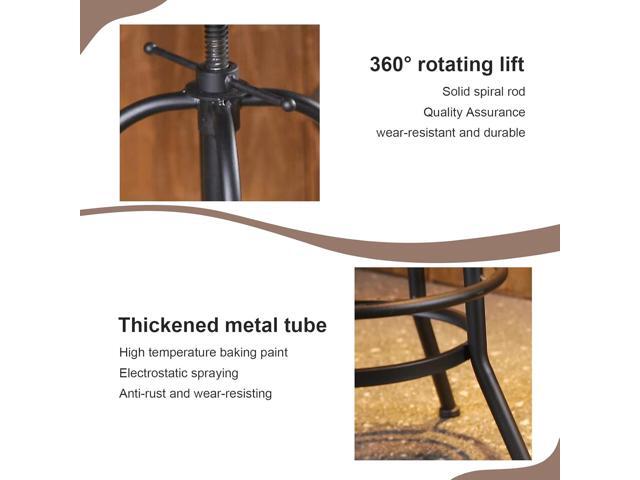 32 inch Vintage Industrial Bar Stool-Metal Wood Swivel Bar Stool-Retro Bar Height Stool-Counter Height Adjustable Kitchen Stools-Set of 2-Extra...