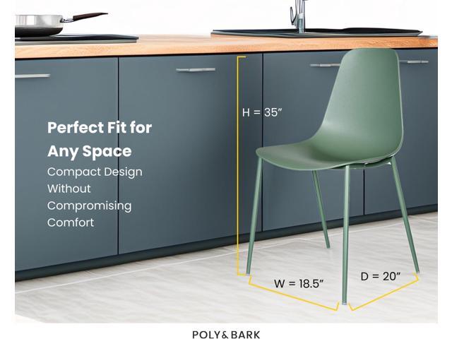 POLY & BARK Isla Modern Kitchen Chairs Set of 4 - Plastic Dining Chair with Metal Legs - Quick Assembly Simple Cafe Chairs Plastic for Indoor or...