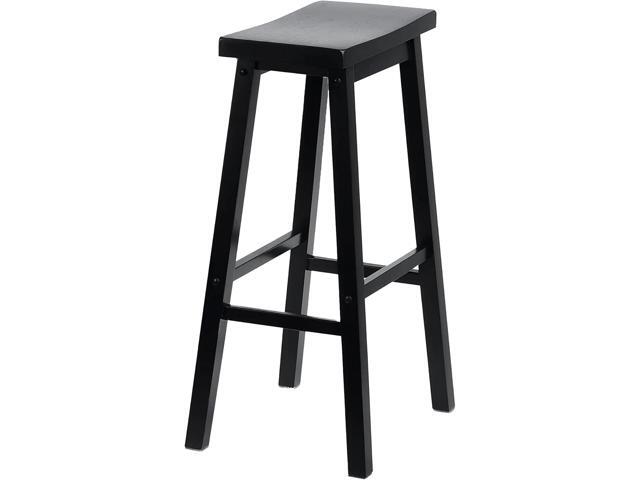 PJ Wood Classic Saddle-Seat 29' Tall Kitchen Counter Stools for Homes, Dining Spaces, and Bars with Backless Seats and 4 Square Legs, Black (4 Pack)