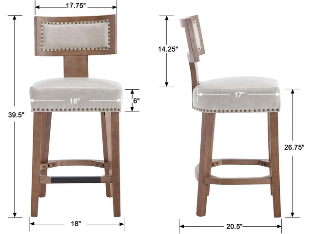 26' Counter Height Bar Stools Set of 2 Modern Kitchen Barstools with Rivet Trim, Farmhouse Counter Stools Leather Upholstered Countertop Island...