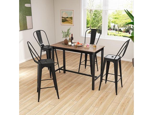 COSTWAY 30'' Metal Bar stools Set of 4, with Removable Back,Bar Height Stools with Rubber Feet, Stylish and Modern Chairs, for Kitchen, Dining...