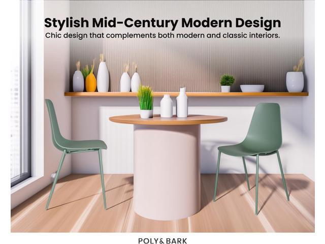 POLY & BARK Isla Modern Kitchen Chairs Set of 4 - Plastic Dining Chair with Metal Legs - Quick Assembly Simple Cafe Chairs Plastic for Indoor or...