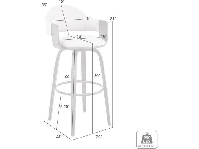 Armen Living Daxton Mid Century Modern Swivel Bar Stool for Kitchen Island Counter in Cream Faux Leather and Walnut Wood, 26' Seat Height