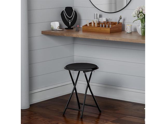 Folding Stool - Backless 18-Inch Stool with 225lb Capacity for Kitchen or Rec Room - Portable Indoor Counter Bar Stools by Lavish Home (Black)