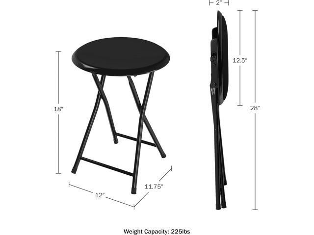 Folding Stool - Backless 18-Inch Stool with 225lb Capacity for Kitchen or Rec Room - Portable Indoor Counter Bar Stools by Lavish Home (Black)