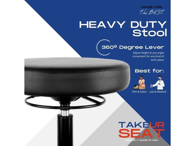 TAKE UR SEAT 15' Table Height Adjustable Round Seat Stool Heavy Duty Built and Shipped Within 24 Hours, Spa, Medical, Lab, Black (Self-Braking...