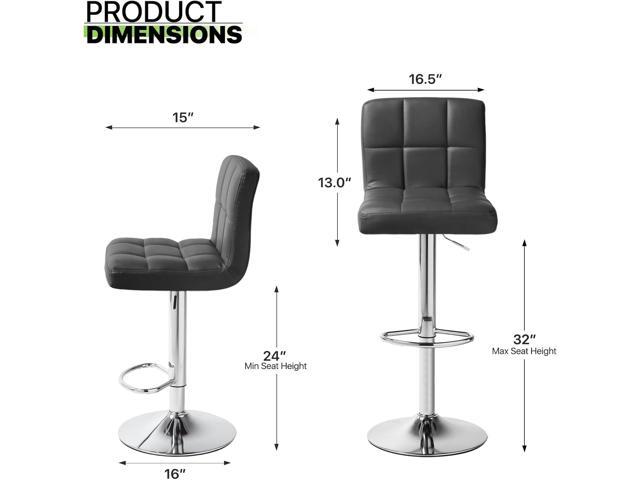 Magshion Bar Stools Set of 4, PU Leather Counter Height Barstools Armless Adjustable Swivel Bar Chairs with High Back for Home Kitchen Pub, Black