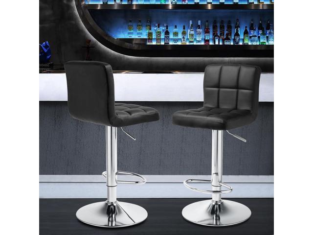 Magshion Bar Stools Set of 4, PU Leather Counter Height Barstools Armless Adjustable Swivel Bar Chairs with High Back for Home Kitchen Pub, Black