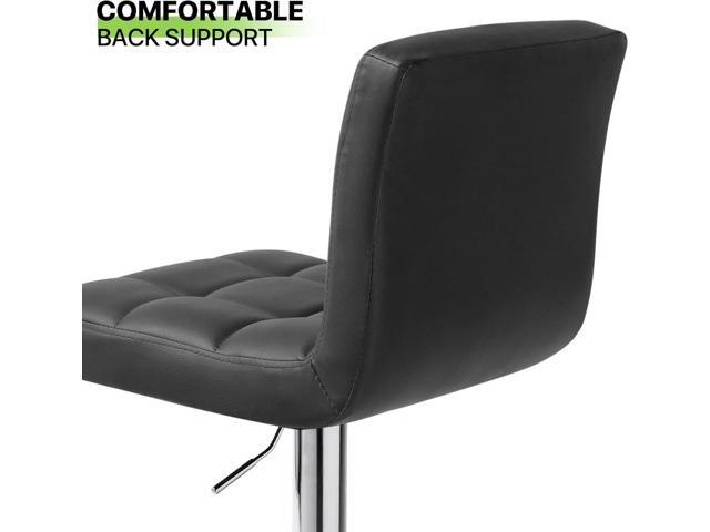 Magshion Bar Stools Set of 4, PU Leather Counter Height Barstools Armless Adjustable Swivel Bar Chairs with High Back for Home Kitchen Pub, Black