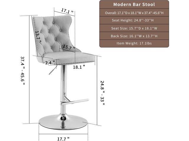 Swivel Counter Height Bar Stools Set of 4, Navy Kitchen Island Barstools, Velvet Adjustable Bar Height Stool Chairs, Tufted Back, Silver Chrome...