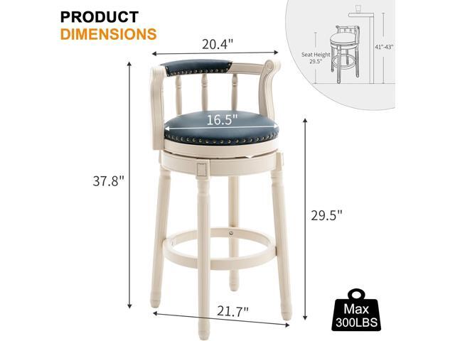 Bar Stools Modern Swivel Barstools Genuine Leather Upholstered Bar Stool Island Barstool with Footrest for Home Kitchen Dining Room (Set of 2 Blue,...