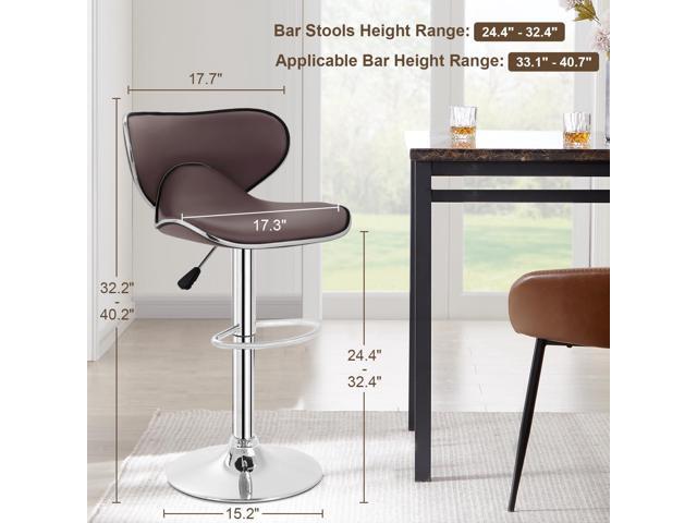 BestOffice Bar Stools Set of 2, Counter Height Adjustable Bar Stools with Back Bar Stool PU Leather Swivel Bar Stool Kitchen Counter Bar Stools...