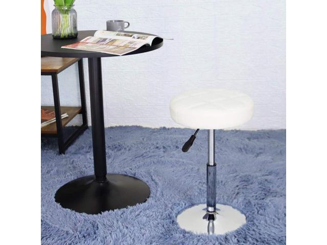 FURWOO Adjustable Swivel Barstool, White, PU Leather, 32cm Diameter, 220lbs Maximum Load