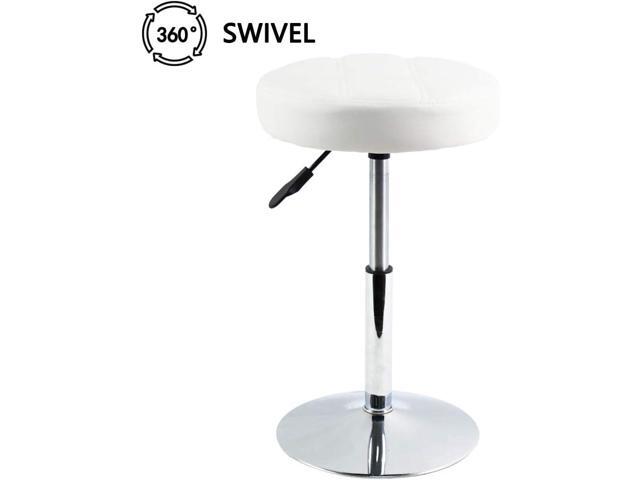 FURWOO Adjustable Swivel Barstool, White, PU Leather, 32cm Diameter, 220lbs Maximum Load