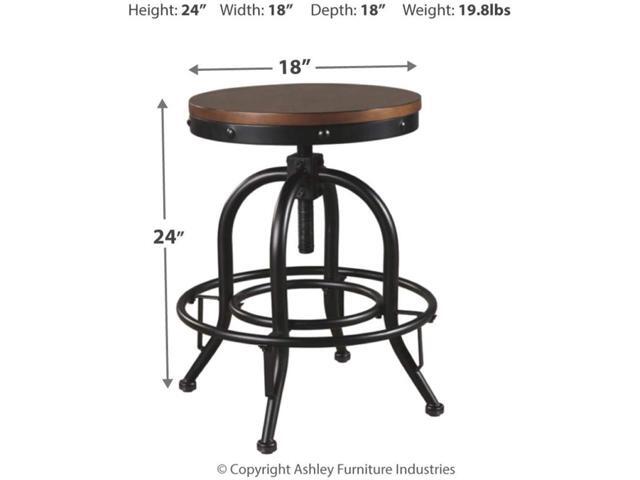 Signature Design by Ashley Valebeck Industrial Adjustable Height Swivel Barstool, 2 Count, Brown