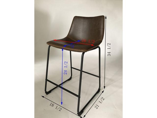 Roundhill Furniture Lotusville Vintage PU Leather Counter Height Stools, Antique Brown, Set of 2