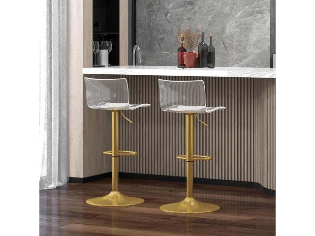 Brage Living Acrylic Bar Stools with Mid Back, Set of 2, Transparent Adjustable Swivel Airlift Barstools, Counter Height Bar Chairs for Kitchen...