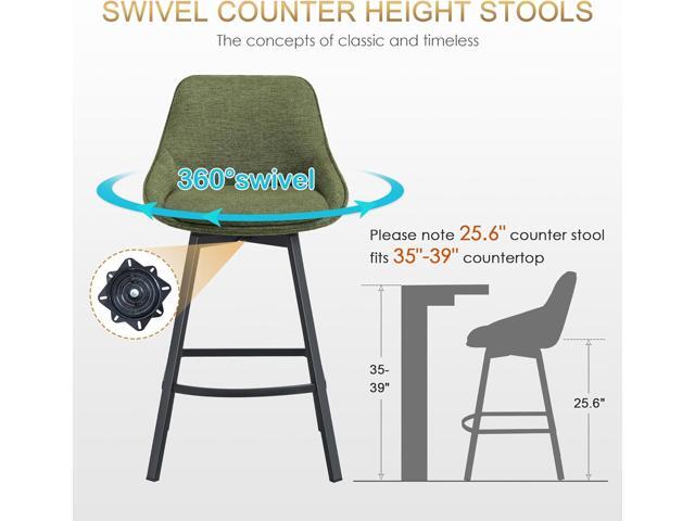 Zesthouse Swivel Bar Stools Set of 4, Modern Counter Height Barstools with Backs, 26'' Upholstered Linen Fabric High Chairs for Island Kitchen,...