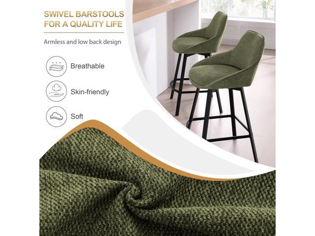 Zesthouse Swivel Bar Stools Set of 4, Modern Counter Height Barstools with Backs, 26'' Upholstered Linen Fabric High Chairs for Island Kitchen,...