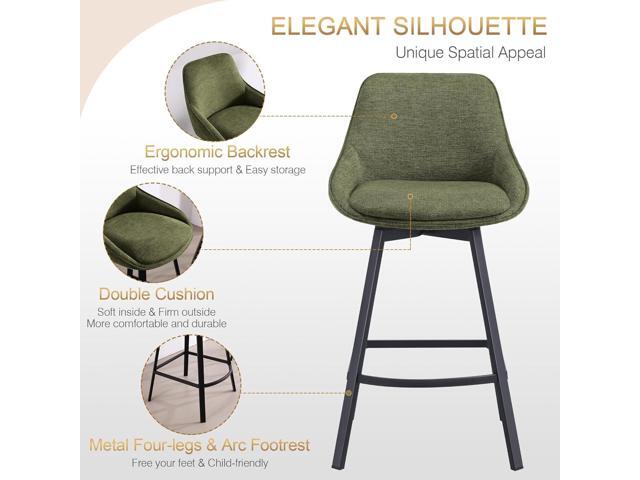 Zesthouse Swivel Bar Stools Set of 4, Modern Counter Height Barstools with Backs, 26'' Upholstered Linen Fabric High Chairs for Island Kitchen,...