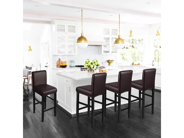 YISUN Bar Stool Covers, Stretch Waterproof PU Bar Stool Slipcover Removable Washable Bar Stool Chair Covers, High Chair Cover with Elastic Bands (4...