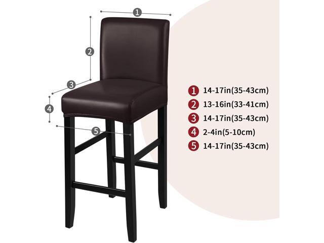 YISUN Bar Stool Covers, Stretch Waterproof PU Bar Stool Slipcover Removable Washable Bar Stool Chair Covers, High Chair Cover with Elastic Bands (4...