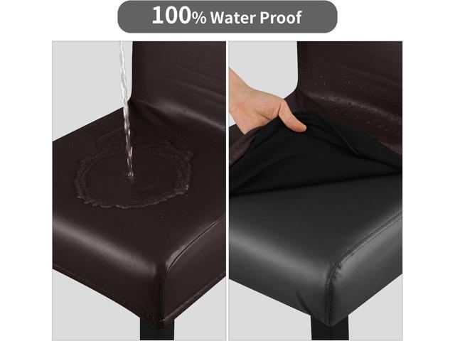 YISUN Bar Stool Covers, Stretch Waterproof PU Bar Stool Slipcover Removable Washable Bar Stool Chair Covers, High Chair Cover with Elastic Bands (4...