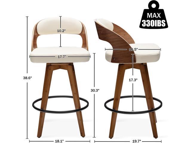 Barstools Set of 2,Bar Height Bar Stools for Kitchen Island,30.3 Inch Modern Upholstered Bar Chair, Swivel Bar Stools with Back and Wood Legs...