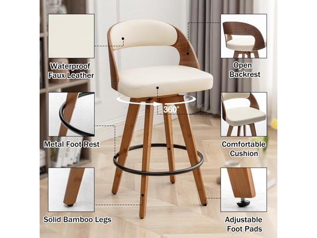 Barstools Set of 2,Bar Height Bar Stools for Kitchen Island,30.3 Inch Modern Upholstered Bar Chair, Swivel Bar Stools with Back and Wood Legs...